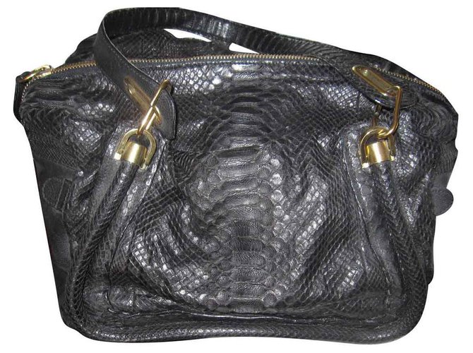 Chloé Paraty Handtasche aus schwarzem Python