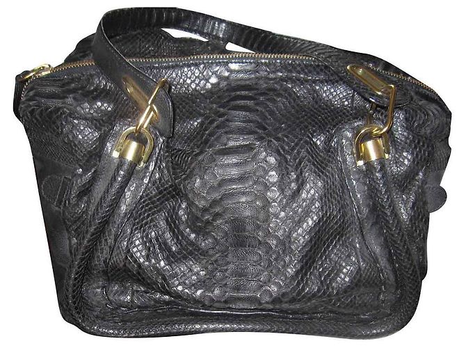 Sac à main Chloé Paraty en python noir