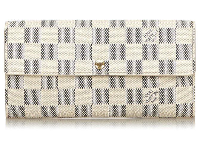 Louis Vuitton White Damier Azur Sarah Bianco Blu Crudo Tela  ref.135945