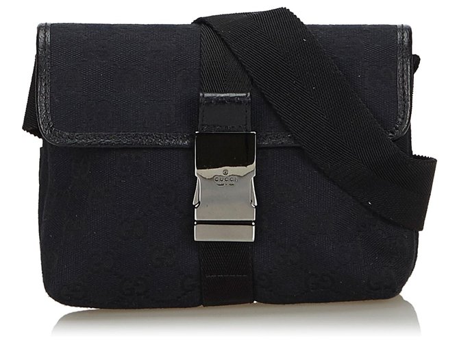 Gucci Black GG Canvas Belt Bag Leather Cloth Cloth  ref.135955
