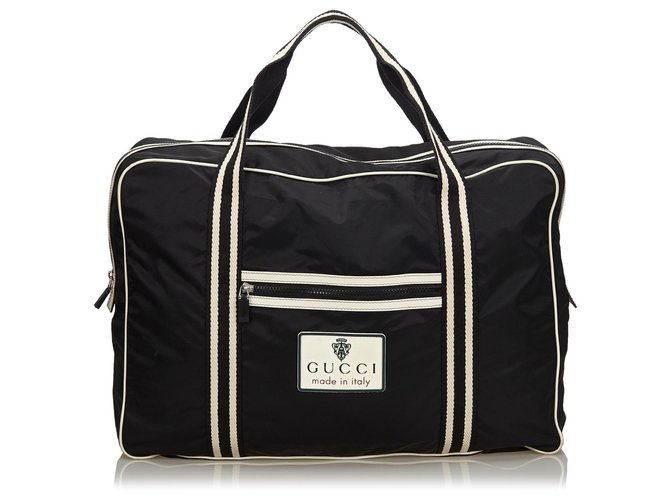 Bolsa de viaje de nylon negro de Gucci Blanco Lienzo Paño  ref.135958