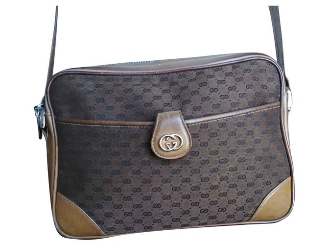 Gucci vintage ophidia Brown Leather Cloth  ref.135963