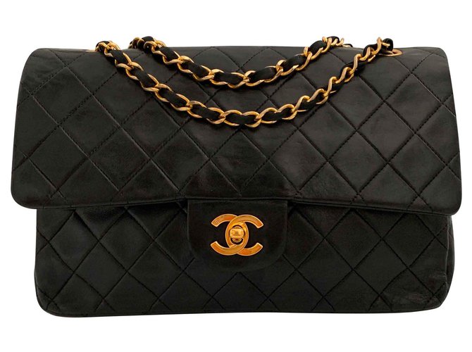 Chanel TIMELESS 25 cm. cuir noir vintage  ref.135964