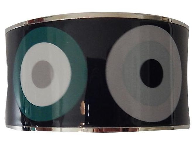 Pulsera Hermès en esmalte estampado., acabado paladio. 6,5. Multicolor