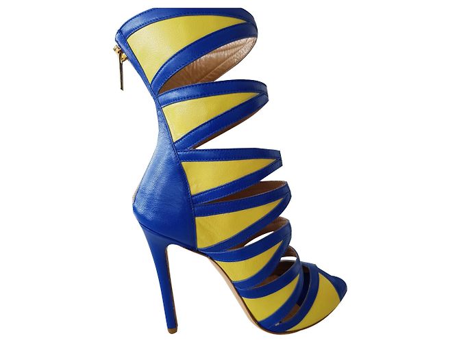 Autre Marque Tacchi traforati con tacchi a spillo. Blu Giallo