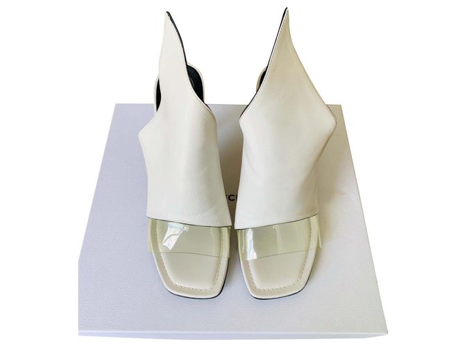 Balenciaga Slip in Heels White Leather  ref.136043