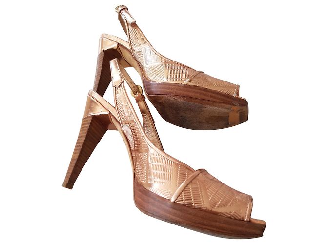 Baldan Mules compensées talons aiguilles. Rose Métallisé
