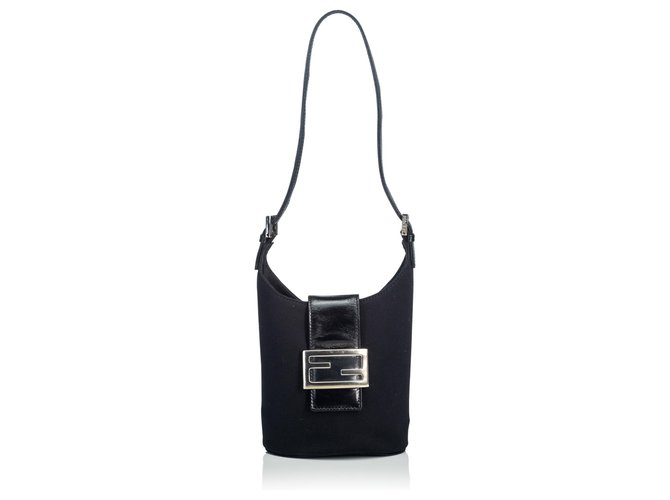 Fendi Black Nylon Shoulder Bag Leather Patent leather Cotton Cloth  ref.136144