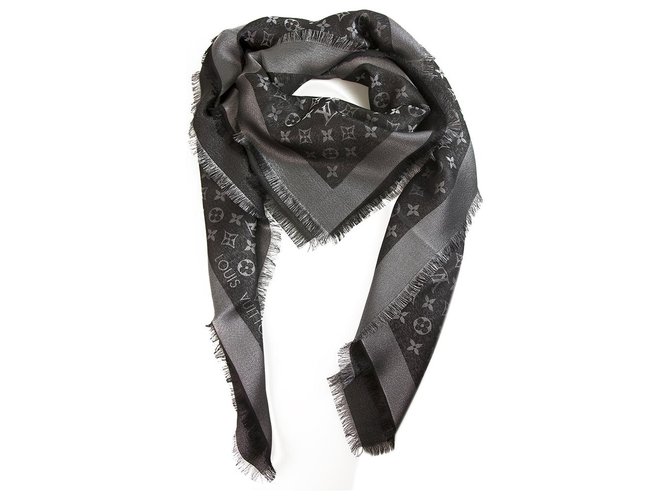 Louis Vuitton monogram Shine black with silver shawl weaved jacquard silk M75123  ref.136212
