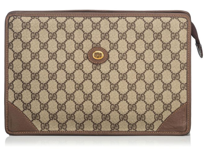 Gucci Brown GG Clutch Bag Leather Plastic  ref.136301