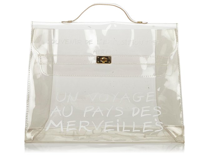 Hermès Hermes White Vinyl Kelly Handbag Blanco Plástico  ref.136304