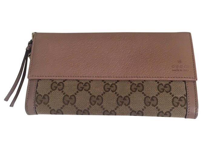 Gucci Continental monogram wallet Beige Cloth  ref.136347
