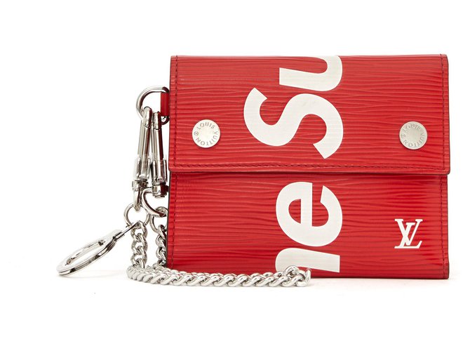LOUIS VUITTON X SUPREME WALLET AND KEY HOLDER Cuir Rouge  ref.136368