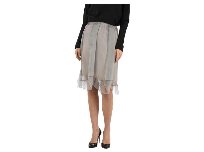 Prada silk skirt Grey  ref.136375