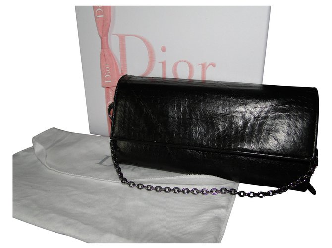 Christian Dior Clutch bags Black Python  ref.136418
