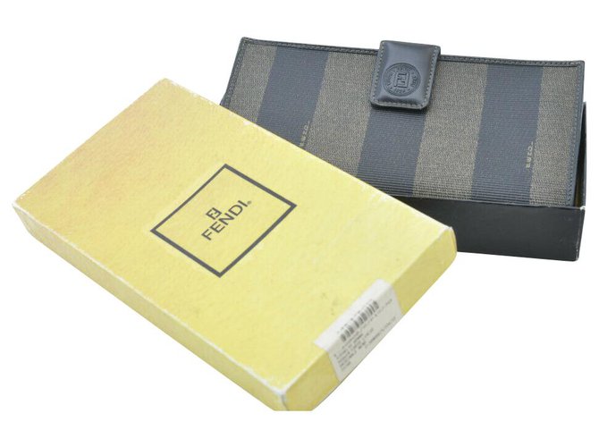 Fendi Pequin Wallet Khaki Cloth  ref.136419