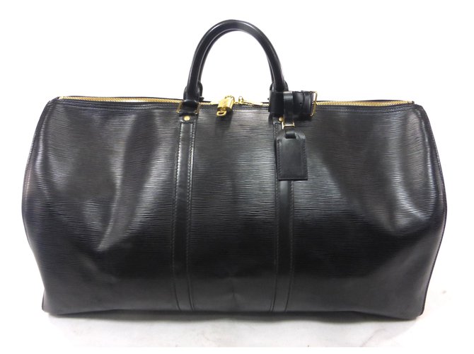 Louis Vuitton keepall 55 Cuir épi noir Black Leather  ref.136492