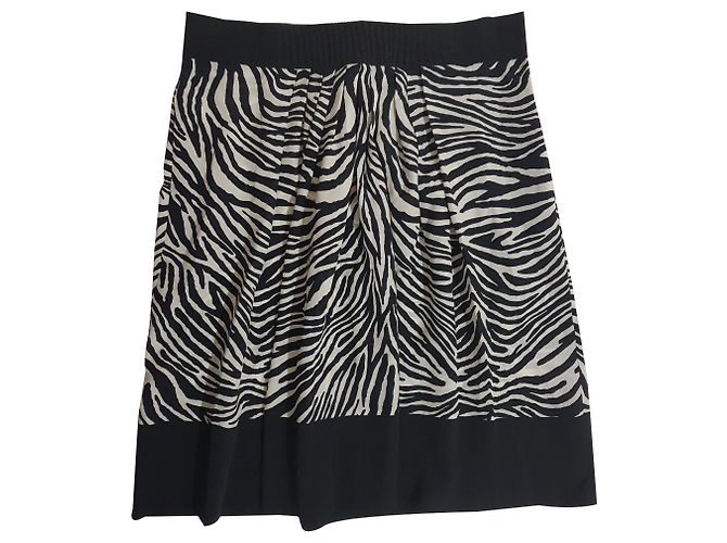 Alberta Ferretti Seidenrock Zebra Print Schwarz Weiß Zebra-druck