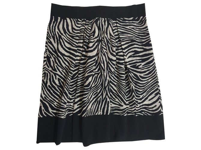 Alberta Ferretti Skirts Black White Zebra print Silk  ref.136512