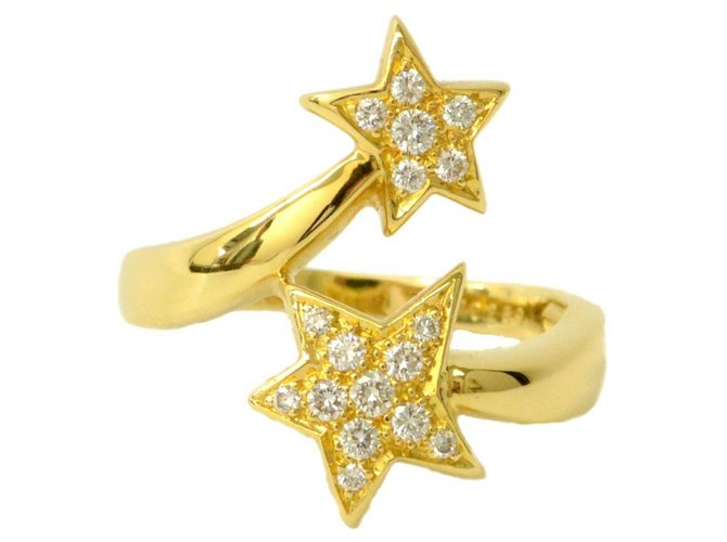 Chanel Comete Star Diamond Ring Dourado Ouro amarelo  ref.136537