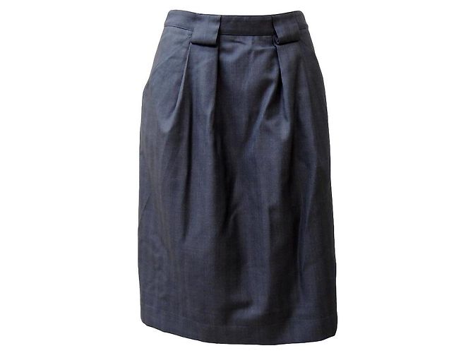 Falda Giorgio Armani gris de seda y lana Talla 36