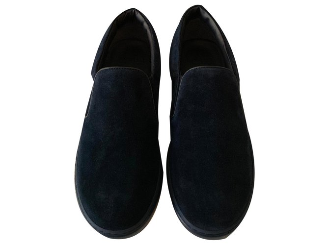 Moncler Sneakers senza lacci in pelle scamosciata blu navy Svezia  ref.136562