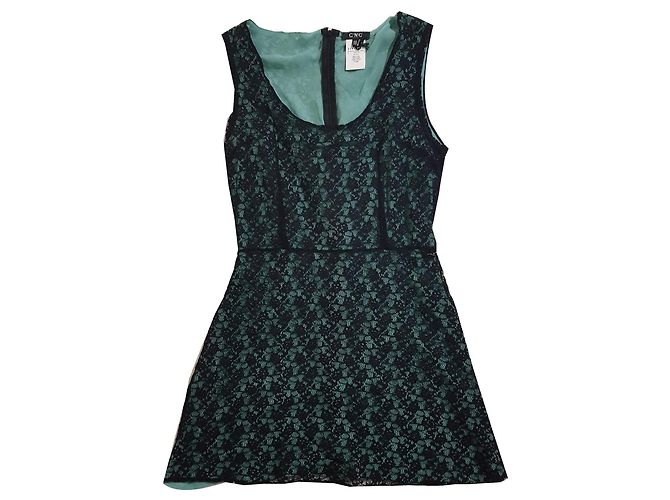 Autre Marque Abito in pizzo CNC nero e verde