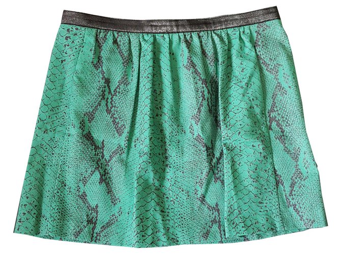 Pinko Skirts Black Green Cotton Polyester Elastane  ref.136595