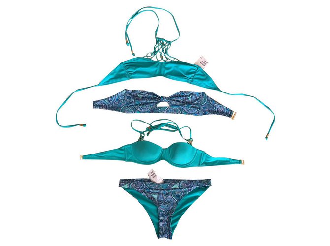 Autre Marque Two piece swimsuit set Blue Turquoise Polyamide  ref.136599