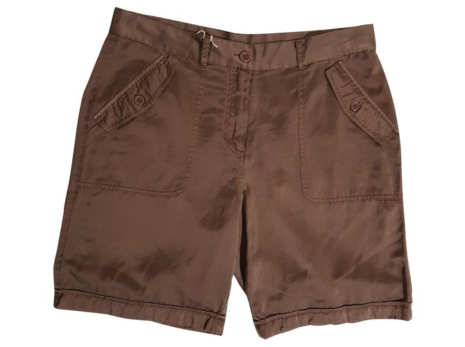 Twin Set Pantalones cortos Castaño Seda Algodón  ref.136640