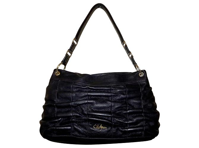 Cole Haan Hobo Handtasche aus schwarzem Leder mit Kieselsteinen
