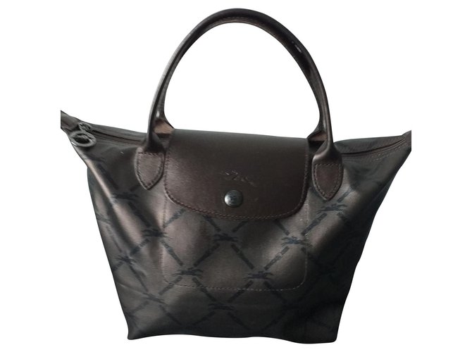 Longchamp Monograma dobrável Bronze Couro Lona  ref.136700