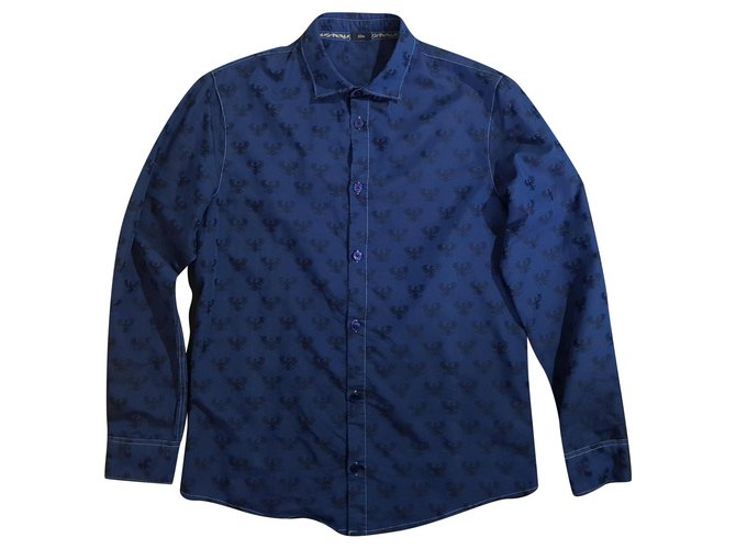Emporio Armani Hemden Blau Baumwolle Polyester  ref.136727