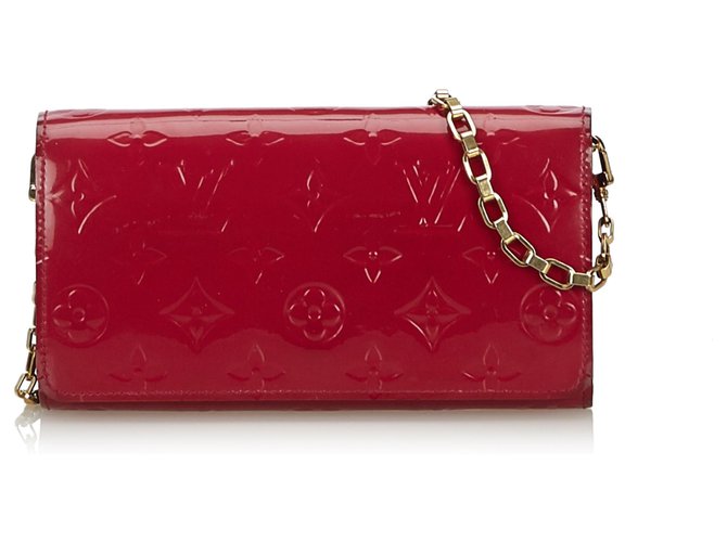Louis Vuitton Pink Vernis Sarah Chain Wallet Leather Patent