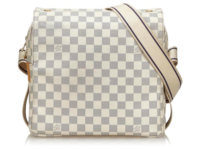 Louis Vuitton Blanco Damier Azur Naviglio Azul Crudo Lienzo  ref.136763