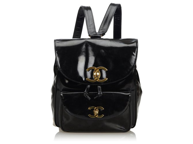 Chanel Black Drawstring Backpack