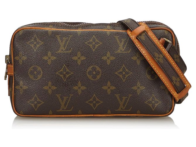 Louis Vuitton Brown-Monogramm Marly Bandouliere Braun Leder Leinwand  ref.136769