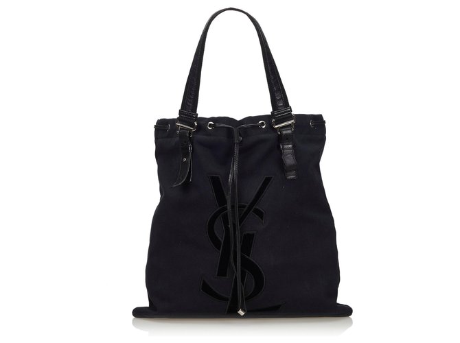 Yves Saint Laurent YSL Black Canvas Kahala Tote Bag Leather Cloth Cloth  ref.136773