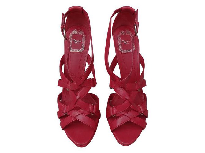 Dior Sandals Red Leather  ref.136786