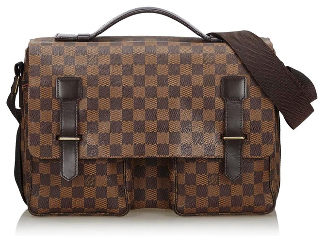 Louis Vuitton Brown Damier Ebene Broadway Leather Cloth  ref.136808