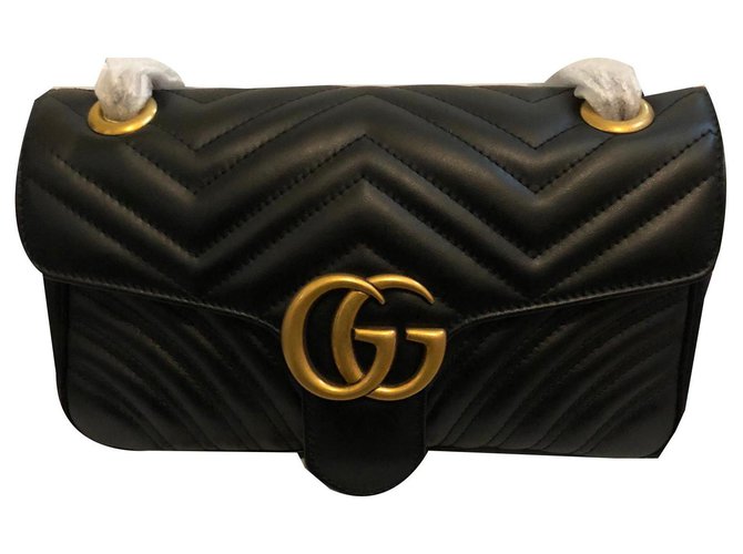 Gucci Marmont Black Leather Negro Cuero  ref.136837