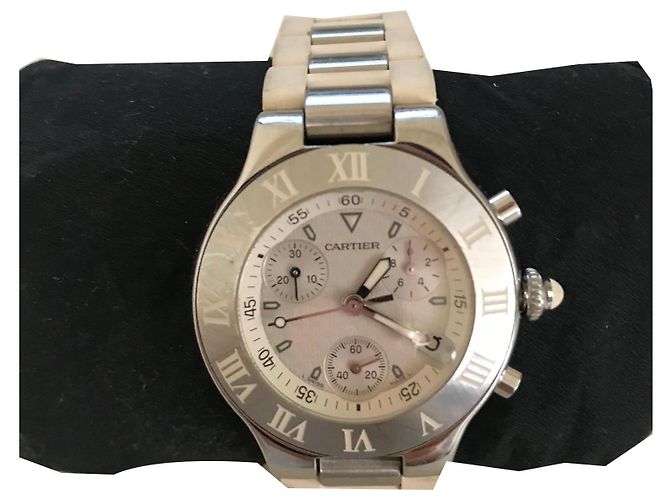 Cartier Chronoscaph Uhr Silber Weiß Metallisch