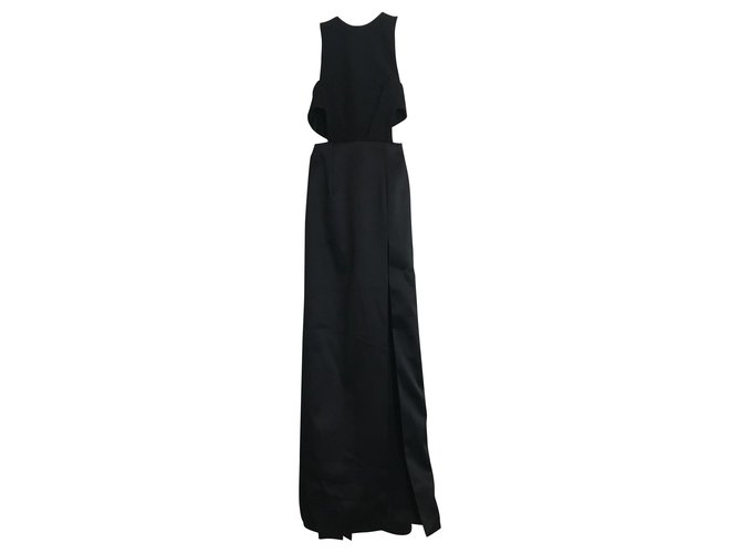 Solace London Langes schwarzes Kleid Polyester  ref.136878