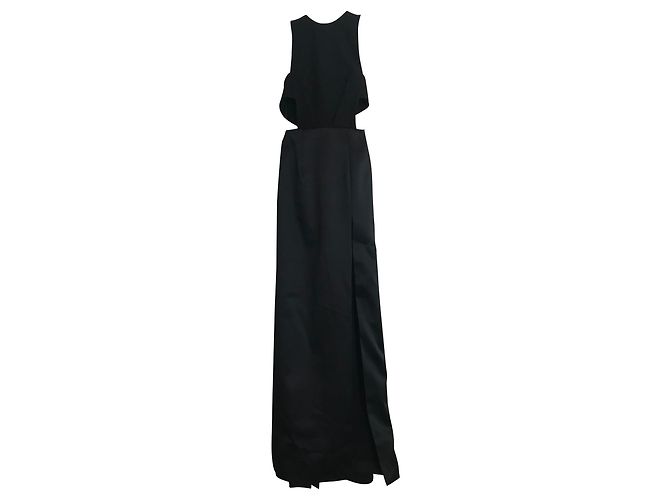 Solace London Schwarzes Abendkleid mit Cut-outs und Schlitz