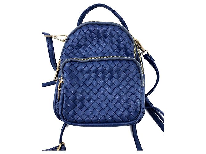Autre Marque Blue braided leather mini backpack