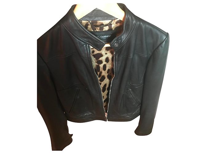Dolce & Gabbana Jacke aus schwarzem Leder