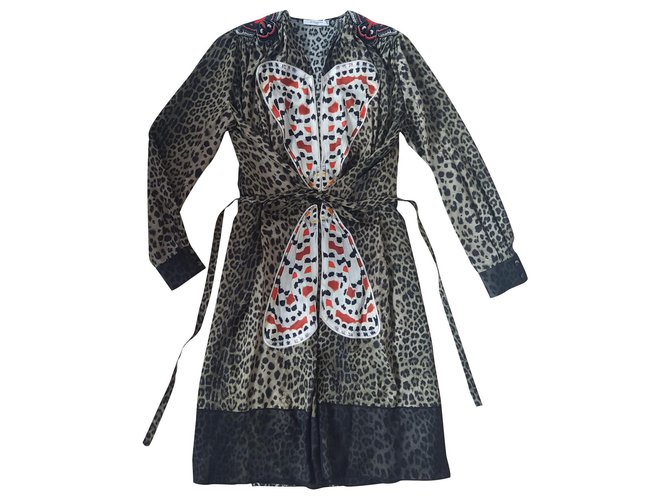 Givenchy Vestidos Estampa de leopardo Seda  ref.136898