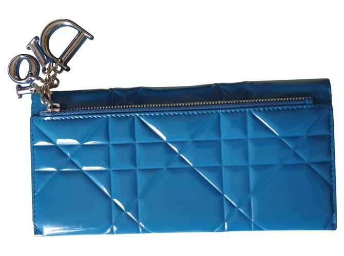 LADY DIOR Blue Patent leather  ref.136907