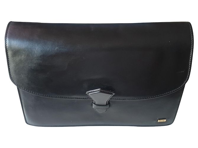 Céline Sellerie Clutch Leder Schwarz