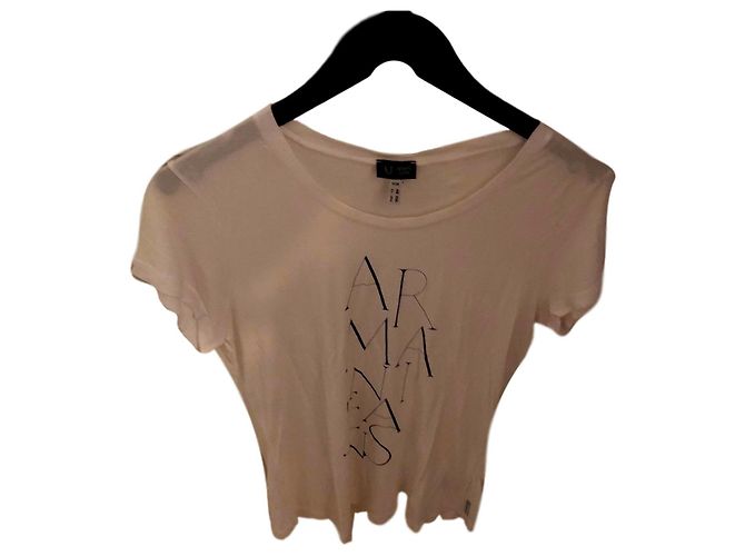 Armani Jeans T-Shirt in Eggshell aus Viskose Aus weiß